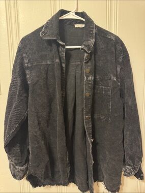 Women’s  Black Corduroy Button-Up Jacket